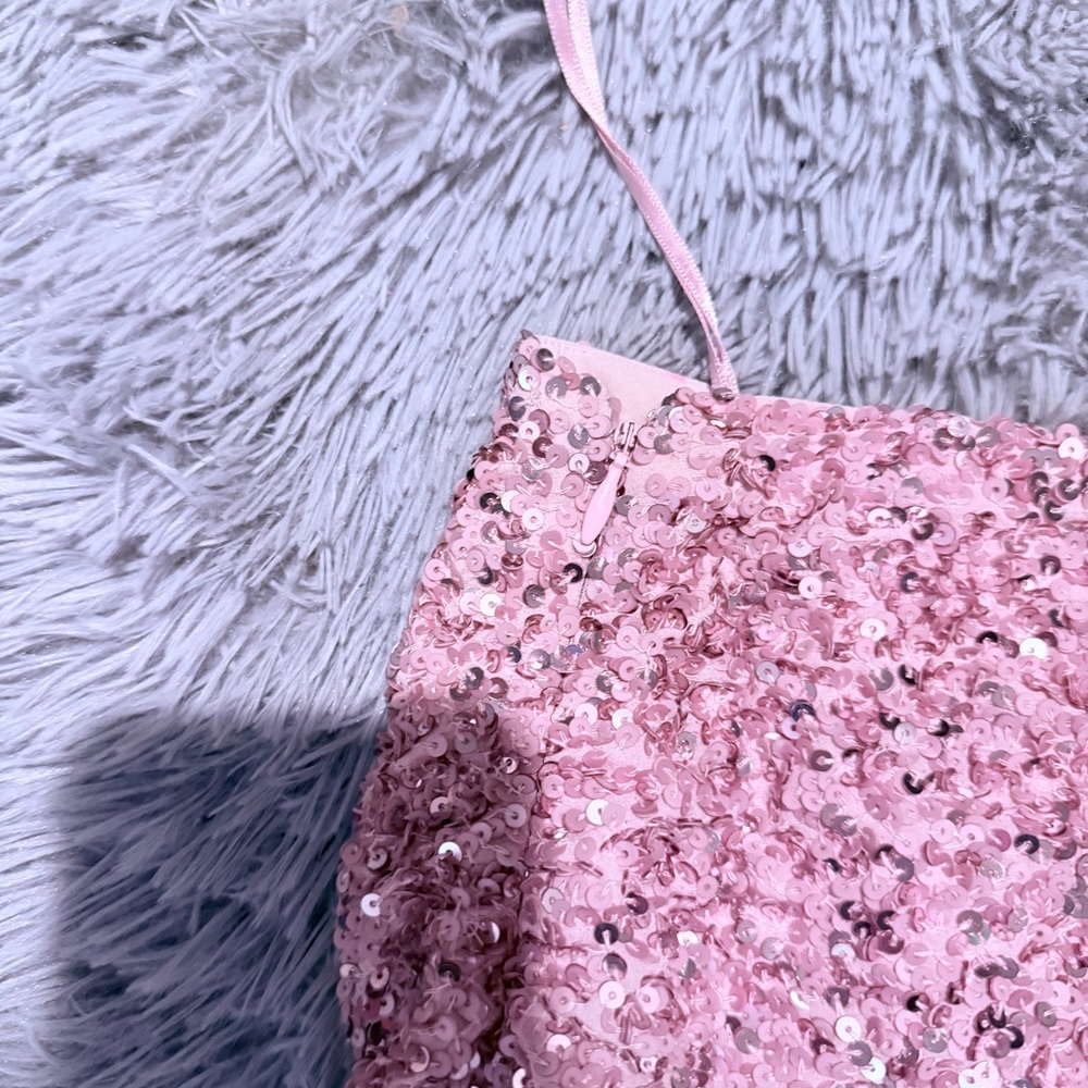 Retrofete Pink Sequin Ruched Mini Skirt - Picture 6 of 7